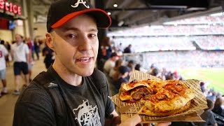 Eating the BIGGESTCRAZIEST concession item EVER at SunTrust Park [upl. by Laehpar]