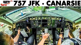 Piloting BOEING 757 into JFK Runway 13L  Cockpit Views [upl. by Einaeg]