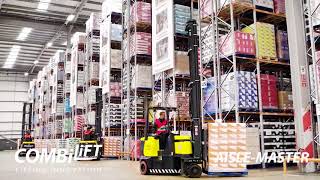 Combilift AisleMaster  Narrow Aisle Articulated forklift truck applications [upl. by Neraa]