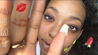 ASMR  UP CLOSE kisses lipgloss application hand movements [upl. by Yelah]