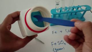 DEMONSTRATION OF DISPLACEMENT REACTION IRON amp COPPER II SULPHATE [upl. by Sauder]