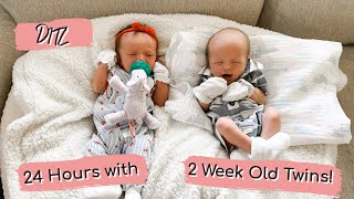 Day in the Life  24 Hours with 2 Week Old Newborn Twins DITL [upl. by Einotna]