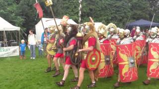 Roman Reenactment at the Amphitheatre in Caerleon Marching In [upl. by Eiromem]