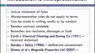 Misrepresentation Lecture 1 of 4 [upl. by Helmer]