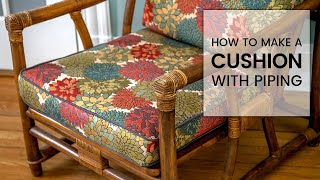 How to Make a Cushion with Piping  Box Cushion Tutorial  THRIFT FLIP Makeover [upl. by Adebayo]