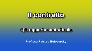 Il contratto 4 il rapporto contrattuale [upl. by Nnarual]